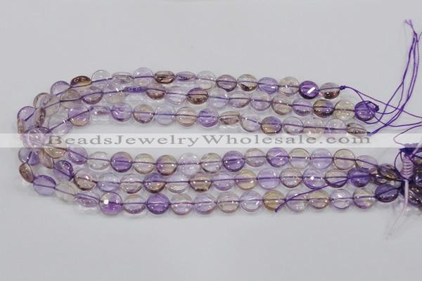 CAN42 15.5 inches 14mm flat round natural ametrine gemstone beads