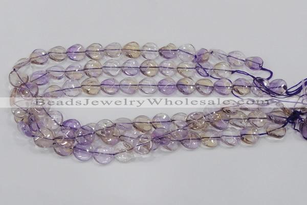 CAN52 15.5 inches 14mm twisted coin natural ametrine gemstone beads