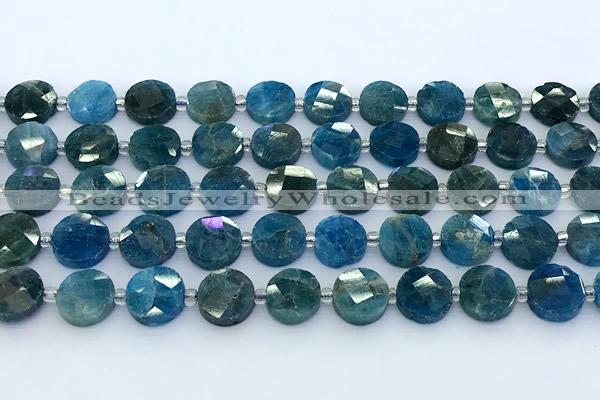 CAP751 15 inches 10mm faceted coin apatite beads