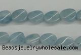 CAQ149 15.5 inches 8*12mm twisted oval natural aquamarine beads