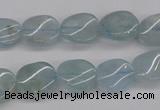 CAQ150 15.5 inches 10*12mm twisted oval natural aquamarine beads