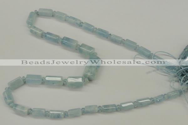 CAQ160 15.5 inches rondelle & faceted column natural aquamarine beads