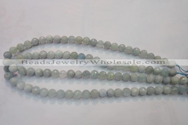 CAQ223 15 inches 8mm faceted round aquamarine beads wholesale