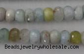 CAQ356 15.5 inches 7*11mm faceted rondelle natural aquamarine beads