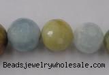 CAQ362 15.5 inches 6mm - 16mm faceted round natural aquamarine beads