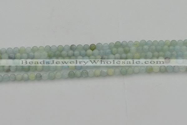 CAQ430 15.5 inches 4mm round natural aquamarine beads wholesale