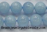 CAQ50 15.5 inches 14mm round natural aquamarine gemstone beads