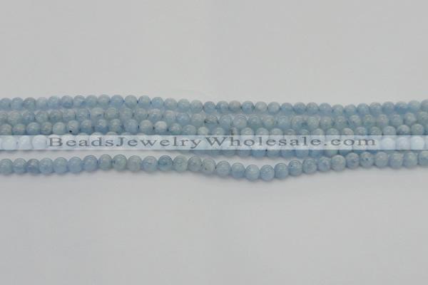 CAQ516 15.5 inches 4mm round AA grade natural aquamarine beads