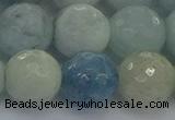 CAQ556 15.5 inches 14mm faceted round natural aquamarine beads