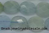 CAQ570 15.5 inches 11mm faceted coin natural aquamarine beads