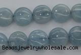 CAQ68 15.5 inches 12*12mm flat round natural aquamarine beads wholesale