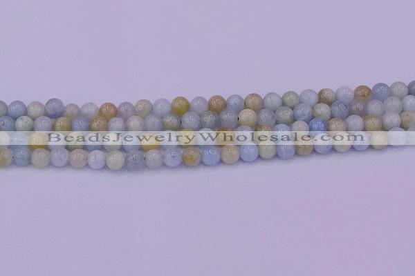 CAQ781 15.5 inches 6mm round natural aquamarine beads