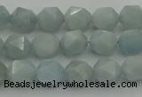 CAQ796 15.5 inches 6mm faceted nuggets aquamarine gemstone beads