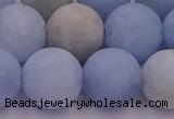 CAQ814 15.5 inches 12mm round matte aquamarine beads wholesale