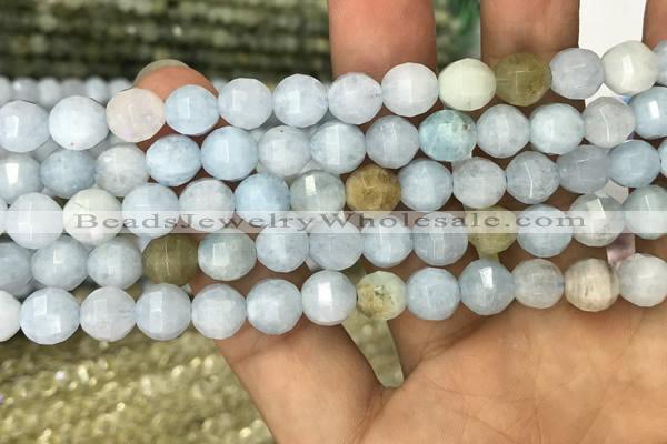 CAQ826 15.5 inches 8mm faceted round natural aquamarine beads