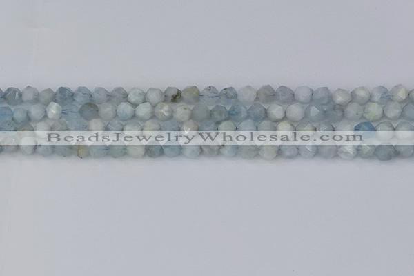 CAQ831 15.5 inches 6mm faceted nuggets aquamarine beads