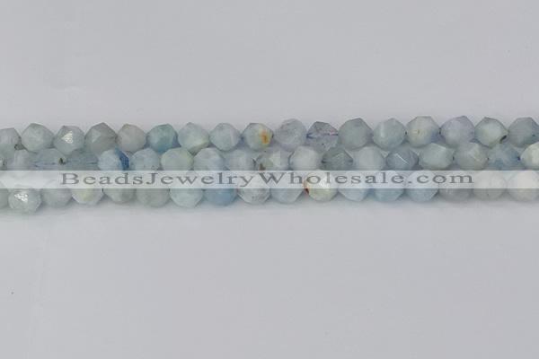 CAQ832 15.5 inches 8mm faceted nuggets aquamarine beads