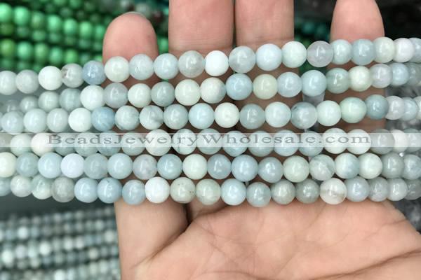 CAQ841 15.5 inches 6mm round aquamarine beads wholesale