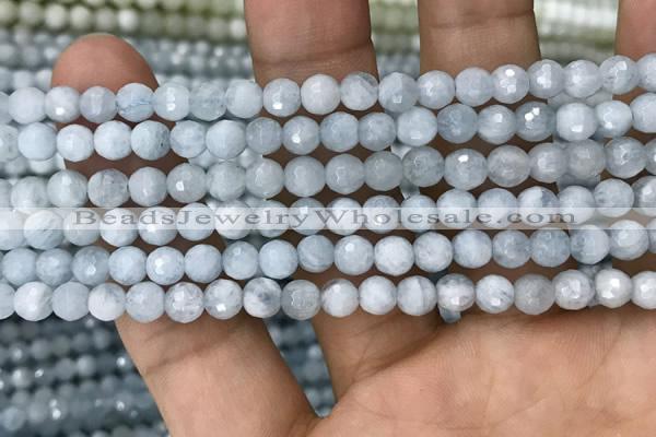 CAQ848 15.5 inches 6mm faceted round aquamarine beads wholesale