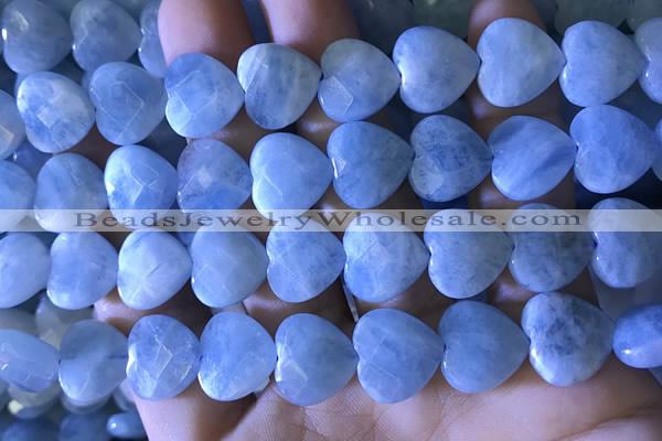 CAQ860 15.5 inches 13*14mm faceted heart aquamarine beads