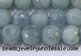 CAQ870 15.5 inches 6mmm faceted round aquamarine beads wholesale