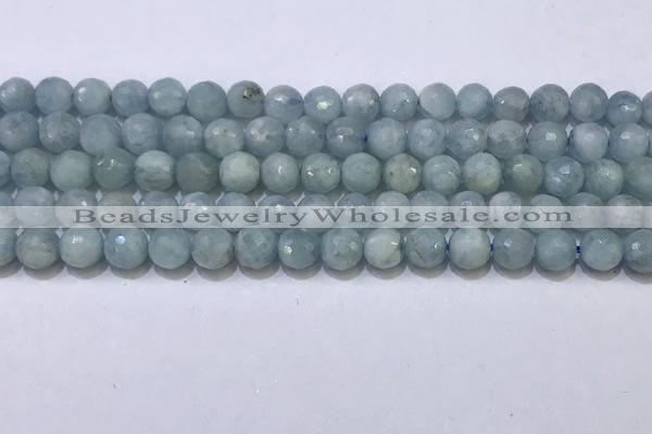 CAQ870 15.5 inches 6mmm faceted round aquamarine beads wholesale