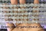 CAQ876 15.5 inches 8mm faceted round aquamarine gemstone beads