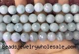 CAQ879 15.5 inches 11mm faceted round aquamarine gemstone beads