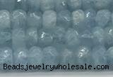 CAQ890 15.5 inches 3.5*6mm faceted rondelle aquamarine beads