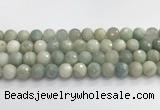 CAQ914 15.5 inches 12mm faceted round aquamarine beads wholesale