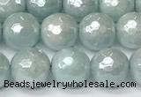 CAQ927 15 inches 8mm faceted round AB-color imitation aquamarine agate beads