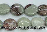 CAR32 15.5 inches 15mm flat round artistic jasper beads wholesale