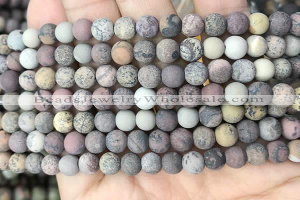 CAR371 15.5 inches 6mm round matte artistic jasper beads wholesale