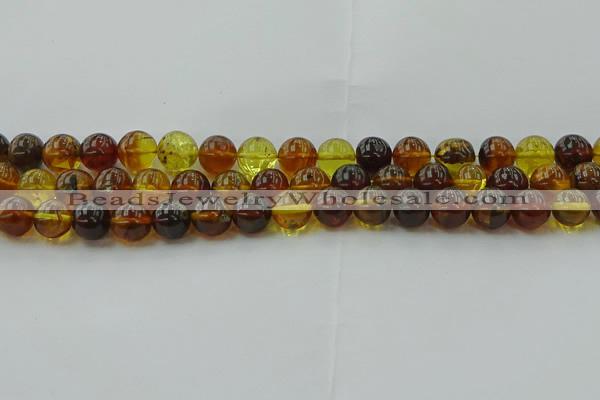 CAR503 15.5 inches 9mm - 10mm round natural amber beads wholesale