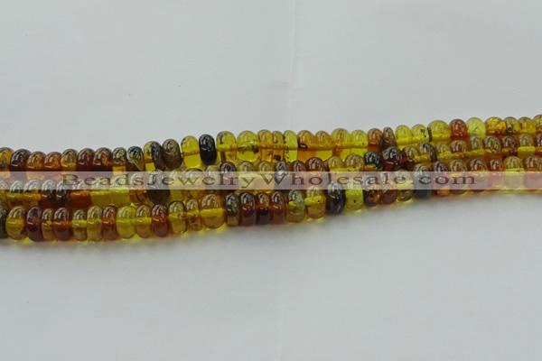 CAR539 15.5 inches 6*10mm rondelle natural amber beads wholesale