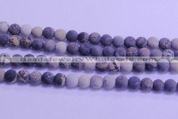 CAR65 15.5 inches 14mm round matte yellow artistic jasper beads