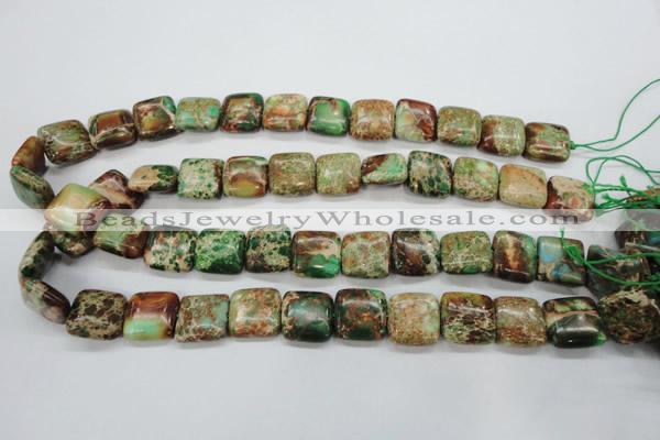 CAT115 15.5 inches 16*16mm square dyed natural aqua terra jasper beads