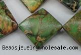 CAT134 22*22mm twisted diamond dyed natural aqua terra jasper beads