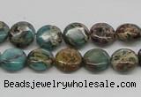 CAT5008 15.5 inches 10mm flat round natural aqua terra jasper beads