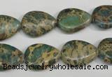 CAT5029 15.5 inches 13*18mm flat teardrop natural aqua terra jasper beads