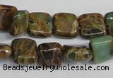 CAT5037 15.5 inches 6*6mm square natural aqua terra jasper beads