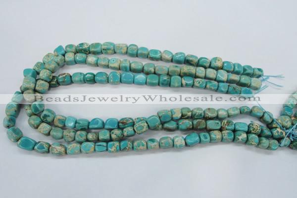 CAT78 15.5 inches 7*9mm nuggets dyed natural aqua terra jasper beads