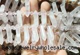CBBS106 Top drilled 6*20mm - 8*30mm hexahedral prism rose quartz beads CBBS106 Top drilled 6*20mm - 8*30mm hexahedral prism rose quartz beads