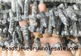 CBBS177 Top drilled 8*28mm - 9*30mm hexahedral prism black net jasper beads CBBS177 Top drilled 8*28mm - 9*30mm hexahedral prism black net jasper beads