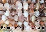 CBBS197 Centre drilled 7*16mm - 11*25mm hexahedral prism red gum flower crystal beads CBBS197 Centre drilled 7*16mm - 11*25mm hexahedral prism red gum flower crystal beads