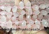 CBBS208 Top drilled 7*16mm - 11*25mm hexahedral prism rose quartz beads wholesale CBBS208 Top drilled 7*16mm - 11*25mm hexahedral prism rose quartz beads wholesale