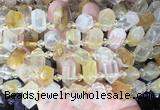 CBBS212 Top drilled 7*16mm - 11*25mm hexahedral prism yellow gum flower crystal beads CBBS212 Top drilled 7*16mm - 11*25mm hexahedral prism yellow gum flower crystal beads