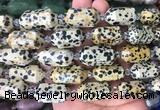 CBBS23 15 inches 11*25mm - 14*28mm hexahedral prism dalmatian jasper beads