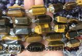 CBBS26 15 inches 11*25mm - 14*28mm hexahedral prism yellow tiger eye beads