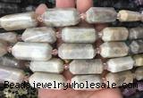 CBBS27 15 inches 11*25mm - 14*28mm hexahedral prism moonstone beads